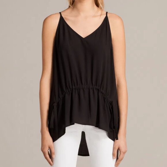 All Saints Black Camisole Top Size M Loose Fit Minimalist Basic Neutral Chic - Picture 1 of 9